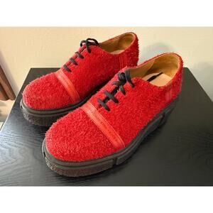 John Fluevog Space Edition Tycho Fuzzy Platform Shoe Red Women's 8